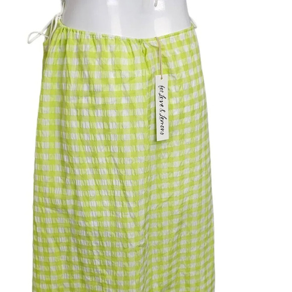 For Love & Lemons Maureen Midi Dress Size XS Gingham Tie  Side Textured - Picture 2 of 12